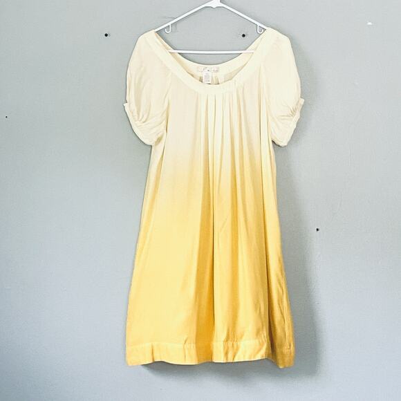 Miss Closet Mini Dress Medium Butter Yellow Ombre 100% Silk Pastel Femine - Picture 1 of 5